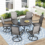 MFSTUDIO 7 Pcs Patio Table and Chairs Set, 54'' Round Metal Table