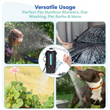 HappyPo Solar Camping Outdoor Shower Pump - Portable Shower Bag with Pressure Foot Pump with Temperature Indicator - Camp Water Equipment for Road Travel - Rinse Kit Portable Shower System