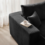 115" Modular Sectional Sofa, 3-Seater Boneless Cloud Couch, Black
