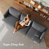 Busaurus 3 Seater Sofa Couch with Deep Seats, 89" Mid Century Modern Upholstered Sofa with Armrests, Comfy Couches for Living Room, Bedroom, Apartment and Office (Dark Grey)