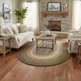 Super Area Rugs Braided Rugs 7X9 Elegant Woven Rug for Dining Room - Brown/Beige Tones - Ridgewood Braided Rug for Living Room - Reversible - Indoor/Outdoor - Made in USA - 7' X 9' Oval