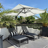 PURPLE LEAF Outdoor Chaise Lounge with Wheels, Set of 2 with Table, Grey