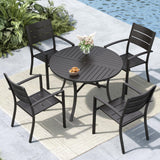 MFSTUDIO Patio Dining Set for 4, Stackable Chairs& Round Metal Table