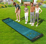 SAPLIZE Golf Pong Game Set, 20in x 10ft Indoor/Outdoor Putting Mat with Putter, Mirror, Cup, 4 Slope Wedges, Ball Bouncer & Roller Brush – Fun Golf Games Gift Idea