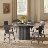 Round Dining Table for 4 6 People 47" Fluted Kitchen Dinner Table Modern Wooden Circle Dining Room Table