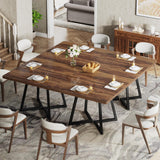 Tribesigns Square Dining Table Set of 4, 31.5" Industrial Dinner Table with Metal Base, Kitchen Table for Dining Room, Small Space, Apartment, Rustic Brown & Black (Chairs are not Included)