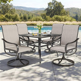 PHI VILLA 5 Pcs Patio Dining Set for 4, Swivel Mesh Chairs, Grey