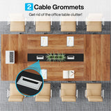 Tribesigns 8FT Conference Table Set of 2, Large Meeting Podcast Table for 10 People, Business Style Wooden Training Table with Strong Metal Frame for Office Conference