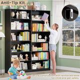 6 Tier Open Shelves Bookcase, Black Book Case with 12 Open Shelves, Freestanding Display Storage Shelves