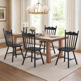 LUE BONA Black Dining Chairs Set of 4, Windsor Wooden Dining Chair with Thickened Backrest, Morden and Mid Century Kitchen Chairs for Dining Room Farmhouse, Weight Capacity 350 lbs