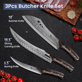 SYOKAMI Butcher Knife Set, 3 PCS Kitchen Knives Set for Cutting, Meat Cleaver Chef Knife Set, Japanese Style High Carbon Steel Knives Set, Chopping & Slicing & Boning for Home and BBQ, Ideal for Gift