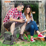 KITWLEMEN Camping Fan with LED Lantern, 20000mAh Rechargeable Battery Operated Outdoor Tent Fan with Light & Hook, 4 Speeds, Personal USB Desk Fan for Camping, Power Outage, Hurricane, Jobsite KITWLEMEN