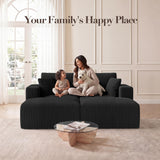 Modular Sectional Sofa Bed with Ottoman, 79" Boneless Cloud Couch, Black