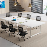 Tribesigns 8FT Conference Table, 94.49 L x 47.24 W x 29.53 H Inches Large Meeting Podcast Table for 10 People, Business Style Wooden Training Table with Strong Metal Frame for Office Conference