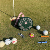 CROWNBLANKS PINKTEE Women Cabretta Leather Golf Gloves with Leather Golf Valuables Pouch, Size 19