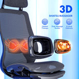FLEXISPOT MasterEase Massage Office Chair, High Back Ergonomic Desk Chair with Adjustable Headrest, 3D Armrests, 2D Lumbar Heated Massage, 4-Position Recline, Foam Seat, Black
