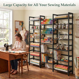 Bamboo Bookshelf, 71” Tall Triple Wide Bookcase with 17 Open Storage Shelves, 6-Tier Etagere with Back Rails, Large Display Shelf for Books