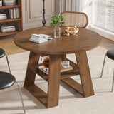 Mxtxmy 43.3in-59in Extendable Round Dining Table for 4-8, Modern Kitchen Oval Dining Table with Removable Leaves Space Saving, Wood Base with Storage Shelf for Kitchen Living Room, Walnut Style 2
