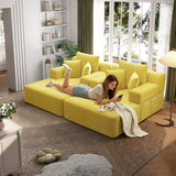 RENDGO 97 Inch Double Chaise Lounge Chair Indoor, Yellow