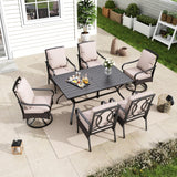 MFSTUDIO 7-Piece Patio Dining Set, Rattan Chairs, Rectangular Table
