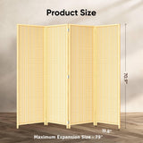 Room Divider 4 Panel Folding Privacy Screen, Bamboo Room Divider Screen - 6 ft. Tall Wall Divider for Room Separation