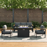 LayinSun 4 Piece Aluminum Outdoor Furniture Set with Fire Pit Table