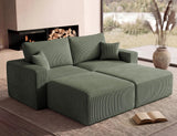 Modular Sectional Sofa Bed with Ottoman, 79" Boneless Cloud Couch, Green