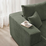 115" Modular Sectional Sofa, U Shaped Cloud Boneless Couch Green