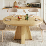 iPormis 43.3in-59in Extendable Round Dining Table for 4-6, Modern Wooden Kitchen Table for Dining Room, Adjustable Size Oval Circle Dinner Tables Furniture for Kitchen Living Room, Natural