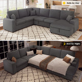 VanAcc 130" Sofa Bed, Sectional Sleeper Sofa, Pull Out Couch with Storage