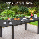PHI VILLA Patio Expandable Metal Dining Table for 6-8, Black
