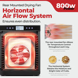 Magic Mill Premium Food Dehydrator Machine (15 Extra-Large Stainless Steel Trays) 800W Dryer for Beef Jerky, Fruits, Vegetables, Dog Treats, 48 Hour Digital Timer - 95°-167° Temperature Control