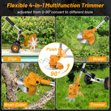 Electric Weed Wacker Cordless Weed Eater Battery Powered 21V, 4-in-1 Brush Cutter/String Trimmer/Grass Trimmer/Lawn Mower