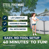 Bestway Steel Pro MAX 14' x 48" Above Ground Pool, Round Metal Frame Outdoor Swimming Pool Set with Filter Pump, Ladder, and Cover, Gray