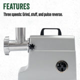 LEM Products MightyBite #8 Meat Grinder, 500 Watt Aluminum Electric Meat Grinder for Home Use, Compact Food Processor for Grinding, Sausage Stuffing, Cooking