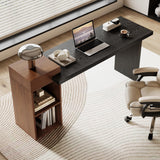 67 inch Executive Work Desk for Home Office Modern Office Desk with Storage Black Large Computer Desk Heavy Duty Study Writing Table Business