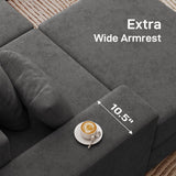 Living&Giving 128" U-Shaped Cloud Sectional Couch for Living Room, Cloud Boneless Couch-No Assembly with Reversible Chaise, Customizable 4-Seat Modular Sectional Sofa with 3 Ottoman,Dark Grey
