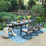 PHI VILLA 9 Pieces Outdoor Dining Set, Expandable Metal Table (64"-82") and 8 Swivel Dining Chairs – Perfect for Patio, Garden, Deck, Porch, and Yard, 9PCS Outdoor Dining Set Style 2