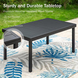 PHI VILLA 9 Pcs Outdoor Dining Set, Expandable Metal Table&8 Swivel Chairs