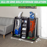 GoSports Premium Wooden Golf Bag Organizer and Storage Rack – Black, Brown, and White GoSports