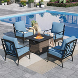 Sophia & William Metal Patio Furniture Set with Fire Pit Table, 5 Pieces