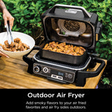 Outdoor Grill and Smoker, Thermometer, BBQ Smoker, Air Fryer, Bake, Roast | Electric Grill, Grey, OG751BRN Ninja