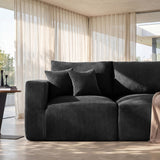 115" Modular Sectional Sofa, 3-Seater Boneless Cloud Couch, Black