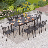 PHI VILLA 9 Pcs Outdoor Dining Set& Expandable Metal Table