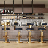 Swivel Bar Stools, Counter Height Stools with Gold Stainless Steel, Black