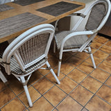 PURPLE LEAF Rattan French Bistro Armchairs Set of 2, White Finish, Brown