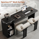 67 inch Modern Executive Office Desk with Storage Black Large Computer Desk for Home Office