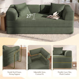 Cloud Boneless Couch Futon Sofa Bed, 5-in-1 Convertible Sofa Bed Pull Out Couch Sleeper Sofa Compressed Loveseat, 70" High-Density Sponge & Corduroy Fabric Futon Daybed for Living Room Bedroom(Green)