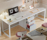 Tribesigns 78.7'' 2 Person Computer Desk with 3 Drawers, Extra Long Double Office Desk with Storage, Modern Dual Study Writing Table Workstation for Home Office, White