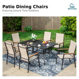 MFSTUDIO Stackable Patio Dining Chairs Set of 6, Aluminum Frame, Beige